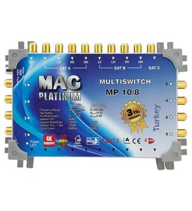 Mag Platinum 10/8 Multiswitch - 10 Giriş 8 Çıkışlı Merkezi Uydu Santrali Hybrid 4K 3D Destekli