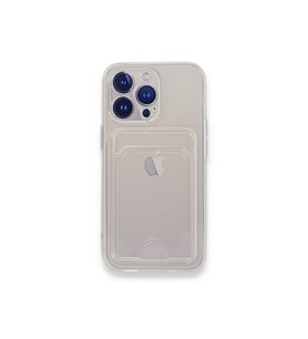 iPhone 15 Pro Max Kılıf Kart Bölmeli Şeffaf Silikon Kartlıklı