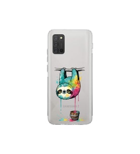 Samsung Galaxy A02s ile Uyumlu Splash Tembel Hayvan Tasarımlı Şeffaf Silikon Kılıf