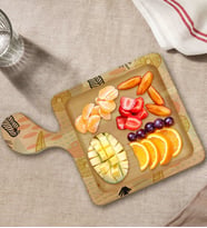 BK Gift Modern Art Tasarımlı Kare Şeklinde Doğal Ahşap Servis ve Sunum Tabağı Model 5