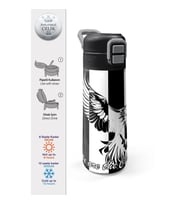 CORAL HIGH 31789 SİYAH BEYAZ KARTAL TARAFTAR DESENLİ PİPETLİ VE DİREKT İÇİM ÇELİK TERMOS 500ML