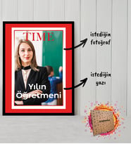 Kişiye Özel Tasarlanan Time Dergi Tasarım Öğretmene Hediye 21x30 Siyah Fotoğraf Çerçevesi