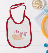 BK Kids Uykucu Kız Tasarımlı Kırmızı Bebek Mama Önlüğü-1