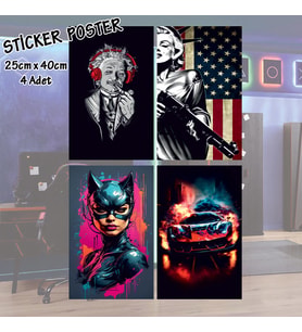 kadi kadın araba marilyn albert - 4 adet yapışkanlı poster sticker etiketler - dolap cam oda için
