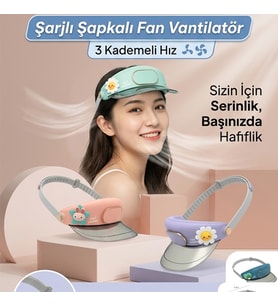 Şarjlı Şapkalı Fan Vantilatör 3 Kademeli Ayarlanabilir Güneş Vizörlü Soğutucu Fan