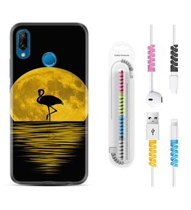 Huawei P20 Lite Mate 10 20 Lite Pro P40 Lite KılıfKablo Koruma Spiral Silikon Ay ve Flamingo 1775