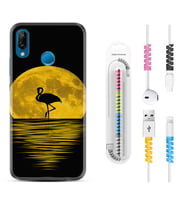 Huawei P20 Lite Mate 10 20 Lite Pro P40 Lite KılıfKablo Koruma Spiral Silikon Ay ve Flamingo 1775