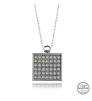 Swarovski Crystal Taşlı Kare Gümüş Kadın Kolye