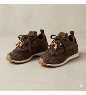 Kindep (İzlife) Damla Taş Detaylı Günlük Kadın Ayakkabı KAHVE