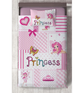 MEKTA HOME BEBEK VE ÇOCUK ODASI Princess Desenli Pembe Yatak Örtüsü
