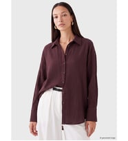 LCW EVERYDAY Mürdüm Dokulu Oversize Kadın Gömlek