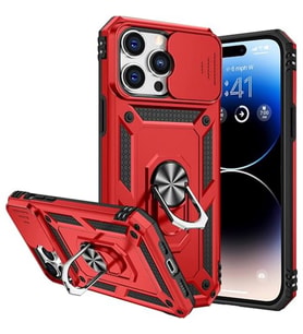 Coverzone iPhone 14 Pro Max ?le Uyumlu PhoenixShield S�rg�l� Sistem Kamera Korumal? Kapak Tam Koruma Manyetik Vega Kapak K?rm?z?