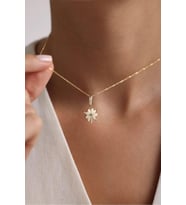 Mavi Mineli Yonca Kilitli Charm Kolye Ucu