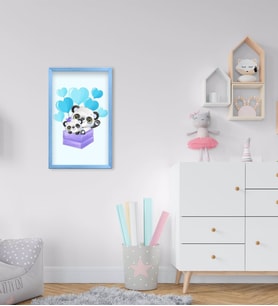 BK Home Sevimli Panda Tasarımlı Dekoratif Mavi Ahşap Çerçeveli Çocuk Odası Tablo-5