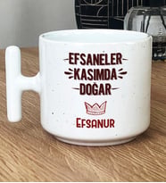 Kişiye Özel Efsaneler Kasımda Doğar Hediye T Kupa Bardak Doğum Günü Hediyesi (Beyaz)