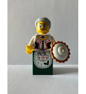 Orjinal Lego Minifigür Mrs Claus with Cake