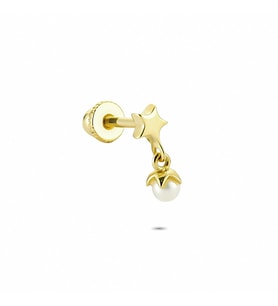 Glorria Altın İnci Yıldız Helix Piercing