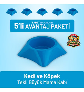 Kedi ve Köpek Tekli Büyük Mama Kabı - 5 Adet