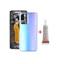 Xiaomi Mi 11T - Mi11T Pro Arka Kapak - Arka Pil Batarya Kapağı + B7000 Yapıştırcı - 21081111RG 2107113SG Uyumlu (Mavi)