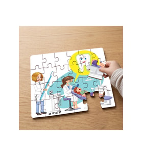 Dişçiye Giden Mutlu Kız Tasarımlı 24 Parça Ahşap Çocuk Puzzle MPK0426