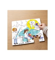 Dişçiye Giden Mutlu Kız Tasarımlı 24 Parça Ahşap Çocuk Puzzle MPK0426