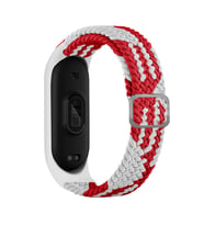Xiaomi Mi Band 5 Kordon Tokalı Örgü Band (Kırmızı-Beyaz)