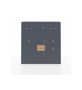 Arges Dolap 10 Raflı 2 Çekmeceli 3 Askılı 220x30x243 Antrasit-Antrasit/Çam