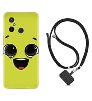 Xiaomi Redmi 12C Kılıf Resimli Boyun Askılı İpli Desenli Silikon Series White Green 1833