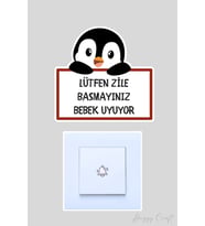 Huggy Craft Sevimli Penguen Sticker Bebek Uyuyor Kapı Zili Etiketi