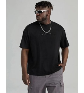 Erkek Baskılı T-Shirt Kısa Kol Bisiklet Yaka Regular Fit Rahat Kalıp Tişört - Siyah