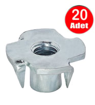 M8 Ağaç Somunu 8mm Tırnaklı Ahşap Çakma Somun  -20 Adet