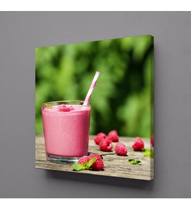 ÇİLEKLİ MİLKSHAKE KANVAS TABLO 130x130cm (Karışık)
