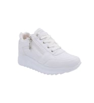 Prego Riwax Bağcıklı Fermuarlı Dolgu Topuklu Hafif Poli Taban Kadın Sneaker BEYAZ