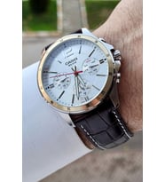 Casio CSISTE1 Kasası Gümüş Kordonu Acı Kahverengi Renk Göstergeli Fonksiyonel Erkek Kol Saati