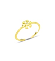 Gümüş altın yaldızlı zirkon taşlı alttan ayarlanabilir kar tanesi yüzük SGTL12224GOLD (Rose)