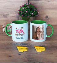 Müzik Öğretmeni Kupa Bardak Yeşil Fotoğraflı Öğretmenler Günü Hediyesi