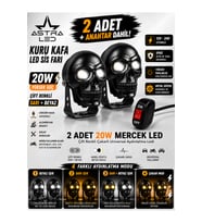 2 Adet Açma Kapama Anahtarlı Siyah Kuru Kafa Atv Utv Scooter Motosiklet LED Spot Far Sürüş Sis Gidon Lambası