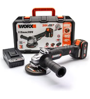 Worx Wx813 20Volt 4.0Ah. Li-Ion Tek Akülü 115Mm Kömürsüz Profesyonel Şarjlı Avuç Taşlama (Standart)