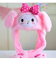 MJ TOYS Işıklı Kulakları Hareket Eden Tavşan Pelüş Şapka Bere Bunny pembe