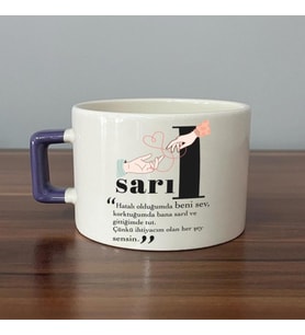 Sarıl Baskılı Mor Kulplu C Fincan