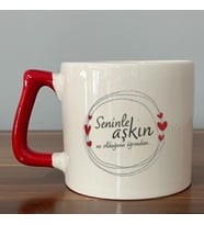 Seninle Aşkın Ne Olduğunu Öğrendim Baskılı Kırmızı Kulplu D Kupa