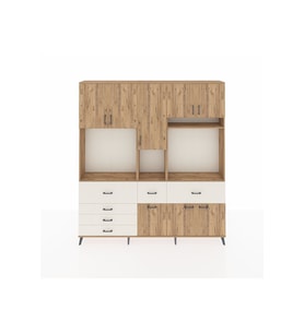 Arges Dolap 10 Raflı 6 Çekmeceli 8 Kapaklı 220x30x243 Çam-Çam/Aytaşı