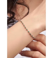 Gümüş Rose Kaplama Yeşil Zirkon Taşlı Pırlanta Modeli Su Yolu Bileklik (Yeşil-Rose Gold)