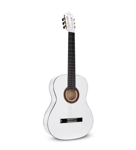 Valencia VC104TWT 4/4 Klasik Gitar - Beyaz (Başlangıç Seviyesi)  Tam Boy Gövde, Sap Ayar Çeliği, Şık Parlak Beyaz Kaplama ve Yeni Başlayanlar İçin Dengeli Tuşe