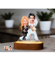 BK Gift Kişiye Özel Sevgili Karikatürlü Dekoratif 3D Biblo LED Işıklı Gece Lambası-14, Sevgiliye Hediye, Yıl Dönümü Hediyesi