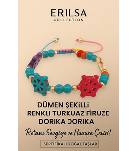 Sertifikalı Dümen Dorika Renkli Turkuaz Firuze Taşı Bileklik – Rotanı Sevgiye Enerjini Huzura Çevir (Çok Renkli)