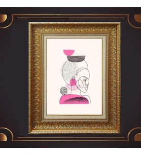 Gold Altın Kalın Çerçeveli Paspartulu Tablo c1823