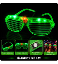Nessiworld LED Işıklı Panjur Parti Gözlüğü Yeşil Renk Gözlük