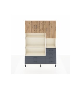 Arges Dolap 9 Raflı 6 Çekmeceli 3 Kapaklı 132x30x195 Aytaşı-Çam/Antrasit