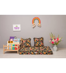 %100 Organik Yatak, Fransız Tarzı El Yapımı Bebek ve Çocuk Yatağı, Dekoratif Minder / Florals 60x120x15 cm
